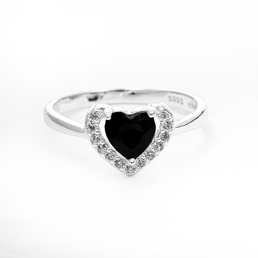 ZWS0241 – Sterling Silver 5-Piece Set with Heart-Cut Crystals (Multiple Colors)