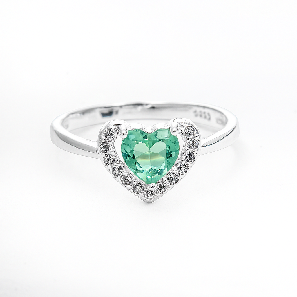 ZWS0241 – Sterling Silver 5-Piece Set with Heart-Cut Crystals (Multiple Colors)
