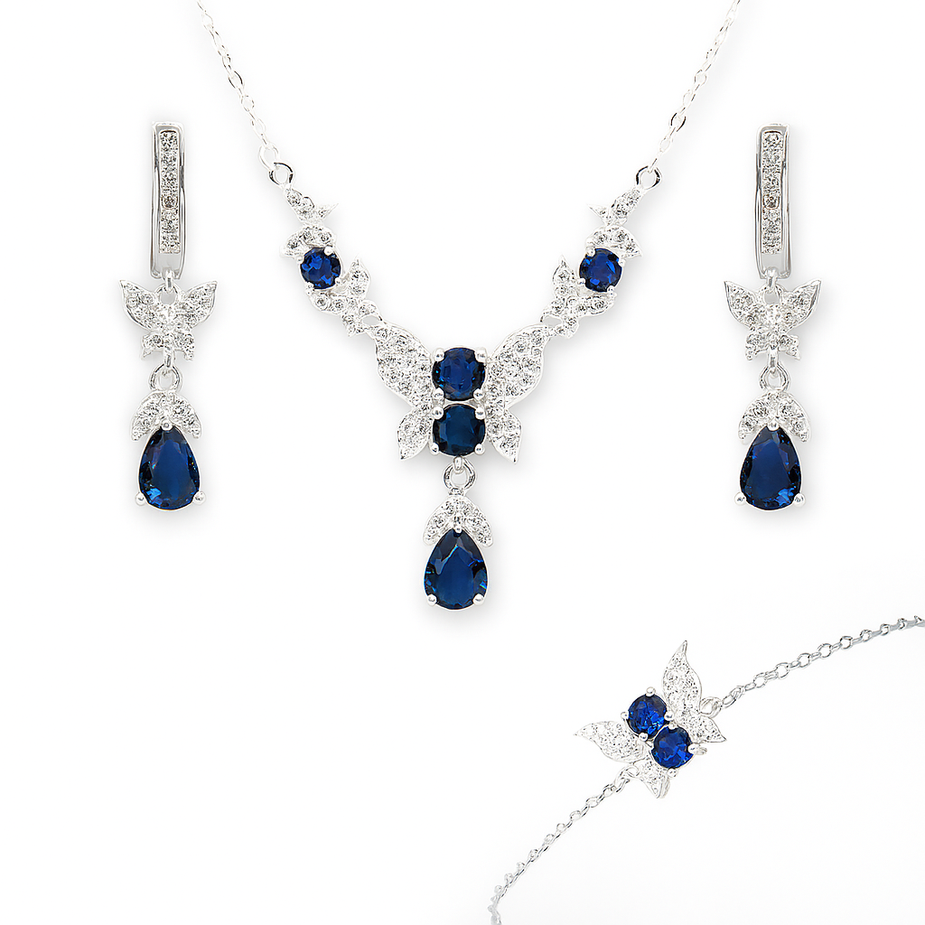 ZWS0243 – Sterling Silver 5-Piece Set with Butterfly Crystal Design