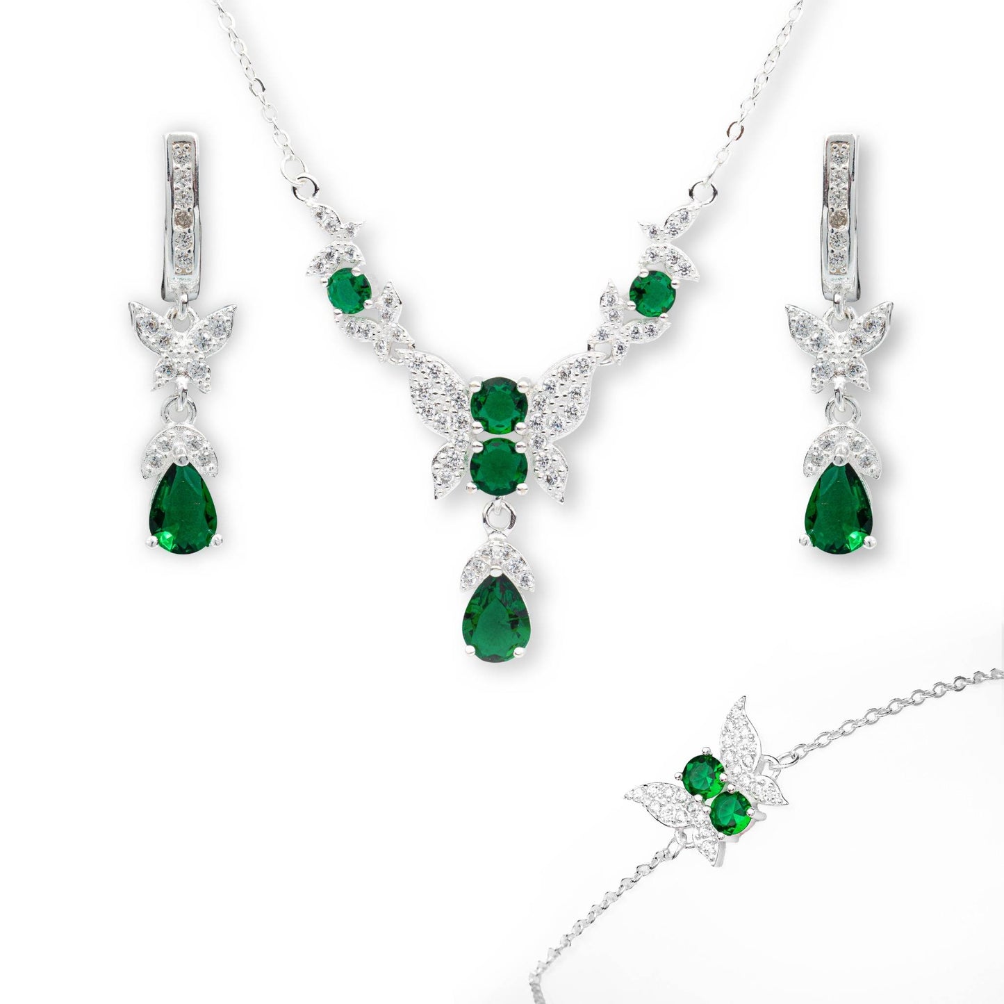 ZWS0243 – Sterling Silver 5-Piece Set with Butterfly Crystal Design
