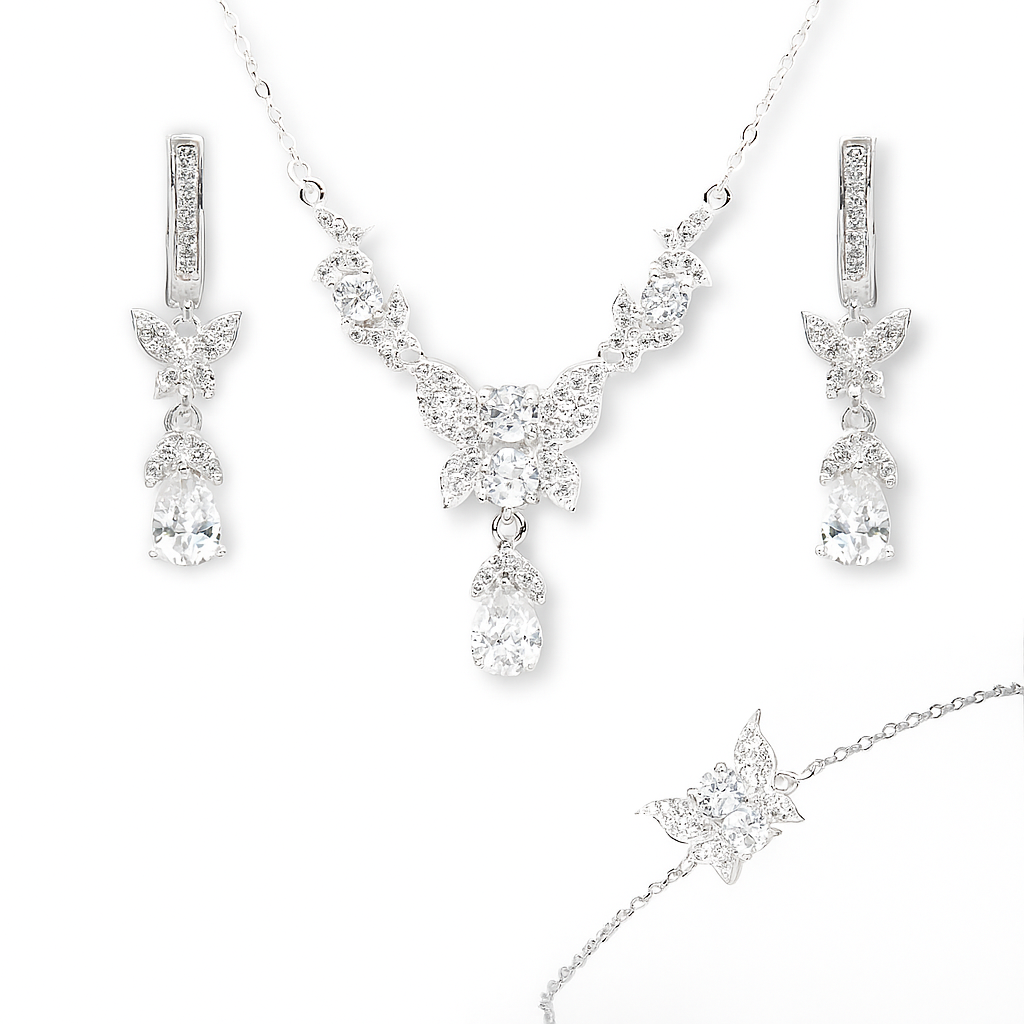 ZWS0243 – Sterling Silver 5-Piece Set with Butterfly Crystal Design