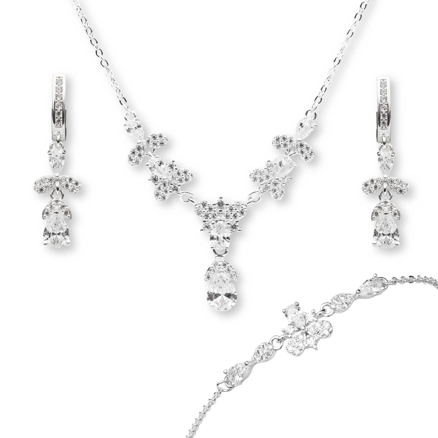 ZWS0246 - Sterling Silver 5-Piece Set with Elegant Bloom Crystal Design