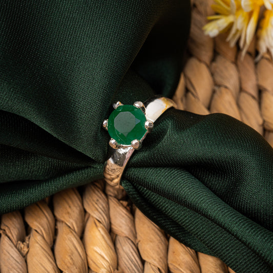 ZWR0165 – Sterling Silver Band with Dual Row White & Green Crystal Accent