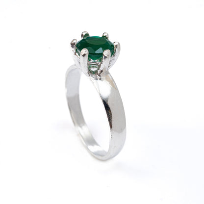 ZWR0165 – Sterling Silver Band with Dual Row White & Green Crystal Accent