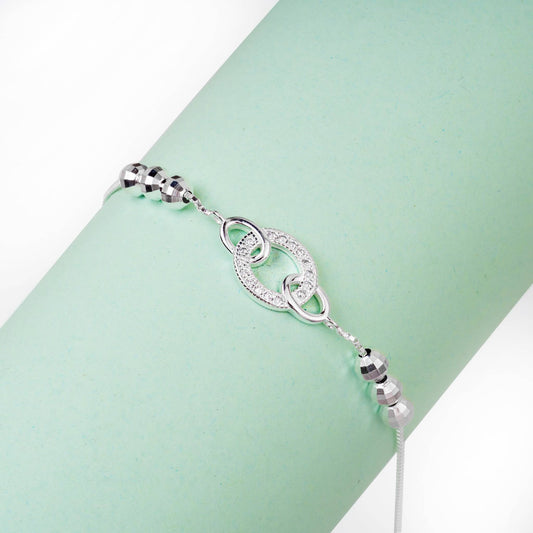 ZWB0231 – Sterling Silver Bracelet with Interlocking Crystal Links