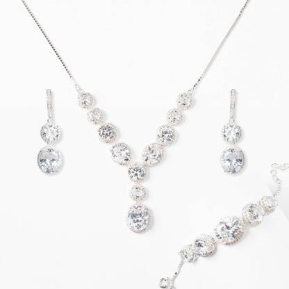 ZWS0153 – Sterling Silver 5-Piece Set with Brilliant Clear Round-Cut Crystals