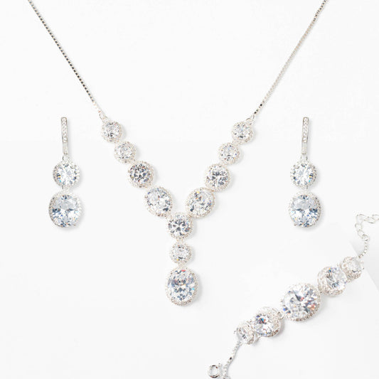 ZWS0153 – Sterling Silver 5-Piece Set with Brilliant Clear Round-Cut Crystals