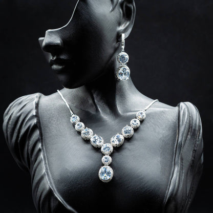 ZWS0153 – Sterling Silver 5-Piece Set with Brilliant Clear Round-Cut Crystals