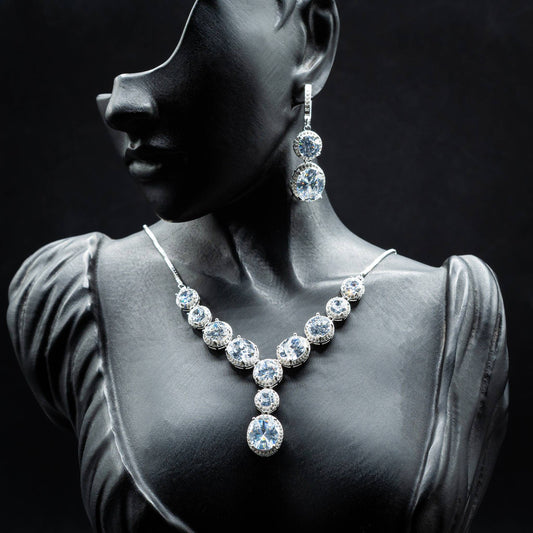 ZWS0153 – Sterling Silver 5-Piece Set with Brilliant Clear Round-Cut Crystals