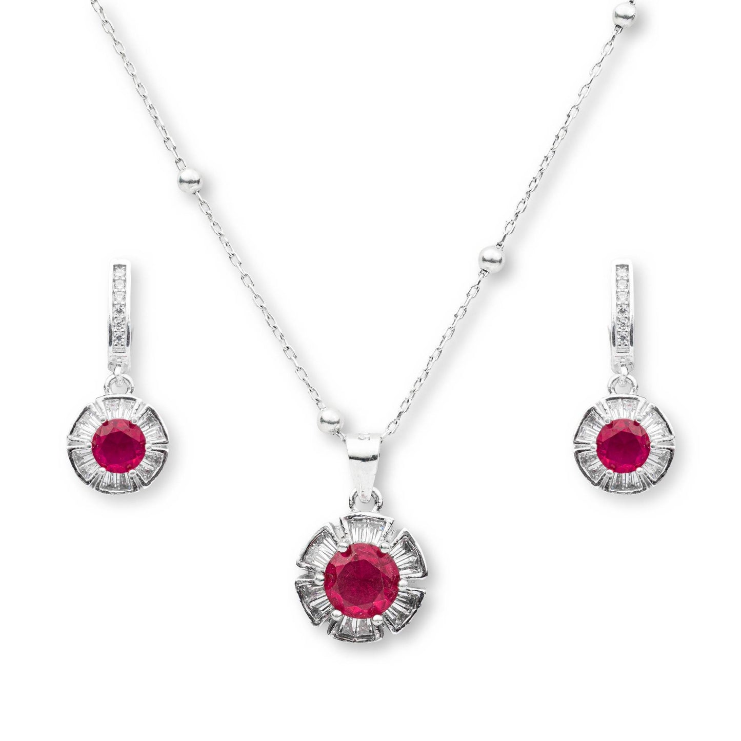 ZWS0158 – Ruby Red Jewelry Set with Bold Round Center Stone