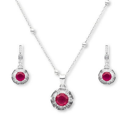 ZWS0158 – Ruby Red Jewelry Set with Bold Round Center Stone