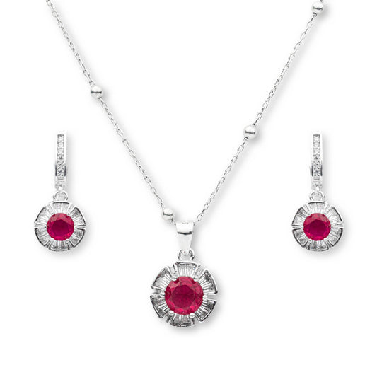 ZWS0158 – Ruby Red Jewelry Set with Bold Round Center Stone