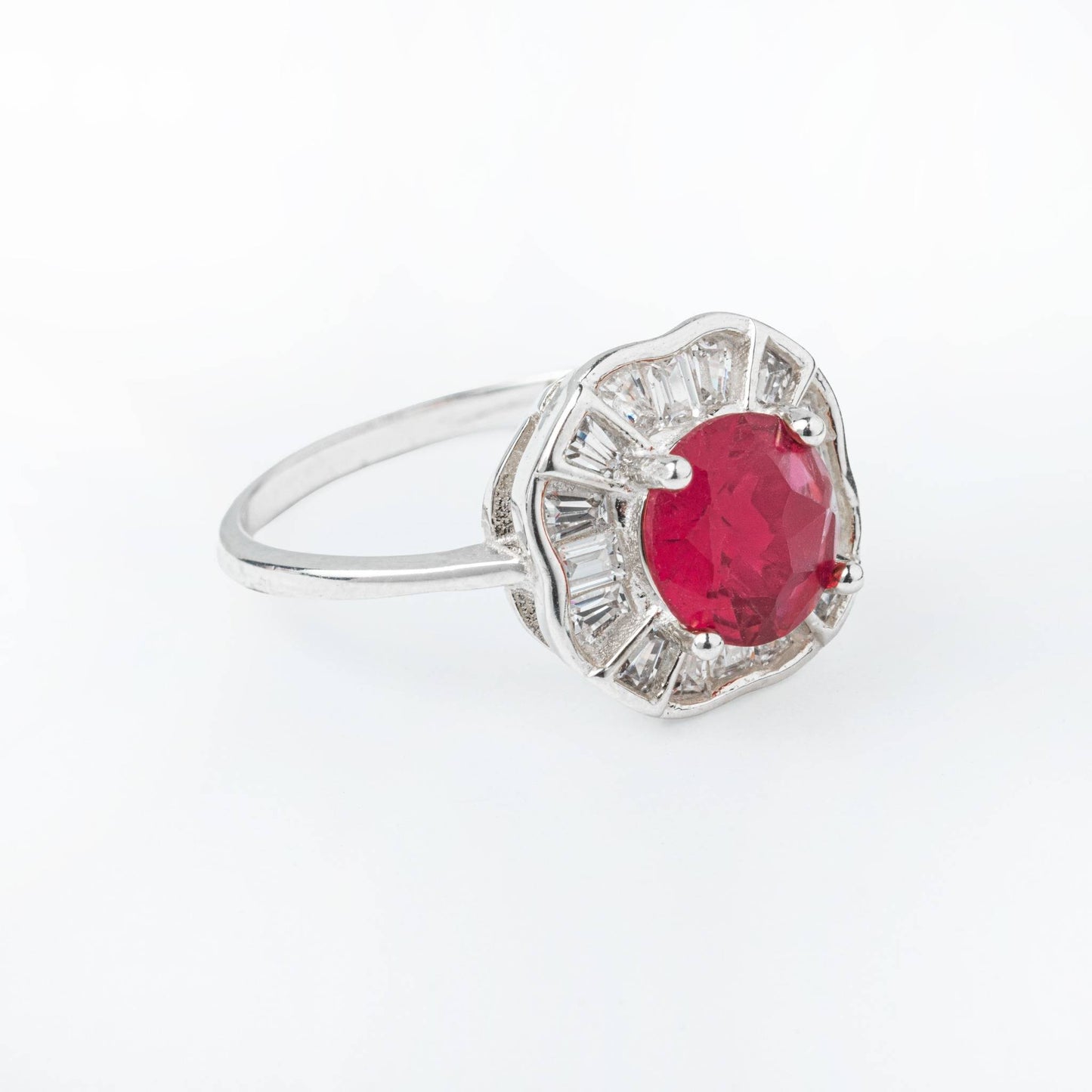 ZWS0159 – Ruby Red Jewelry Set with Wave Halo Design