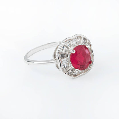 ZWS0159 – Ruby Red Jewelry Set with Wave Halo Design