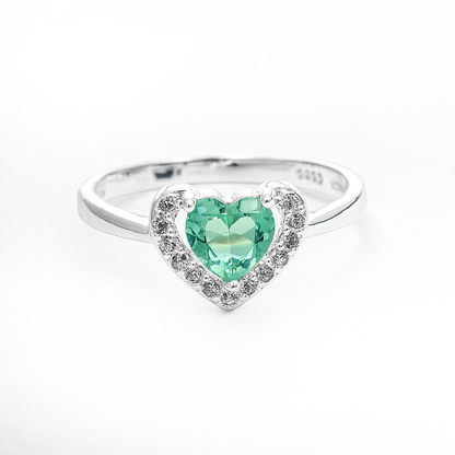 ZWS0241 – Sterling Silver 5-Piece Set with Heart-Cut Crystals (Multiple Colors)