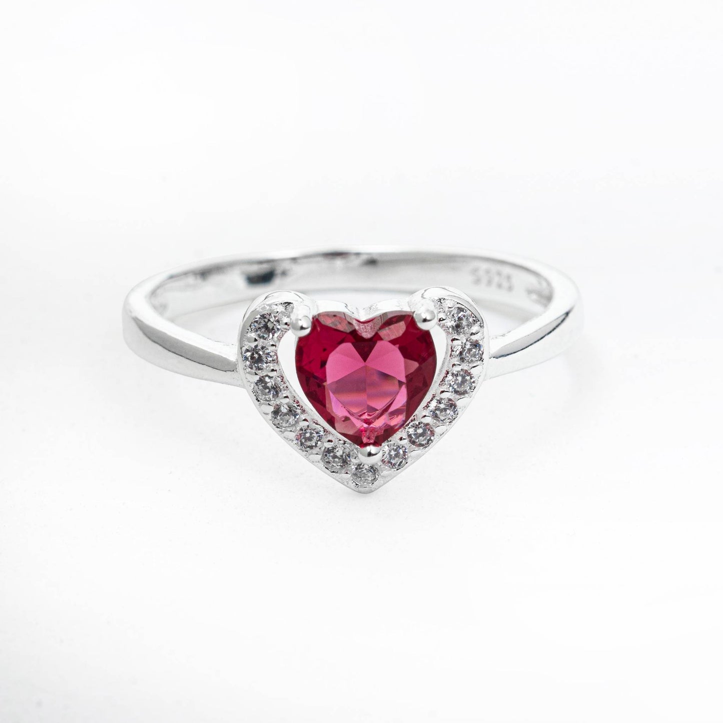 ZWS0241 – Sterling Silver 5-Piece Set with Heart-Cut Crystals (Multiple Colors)