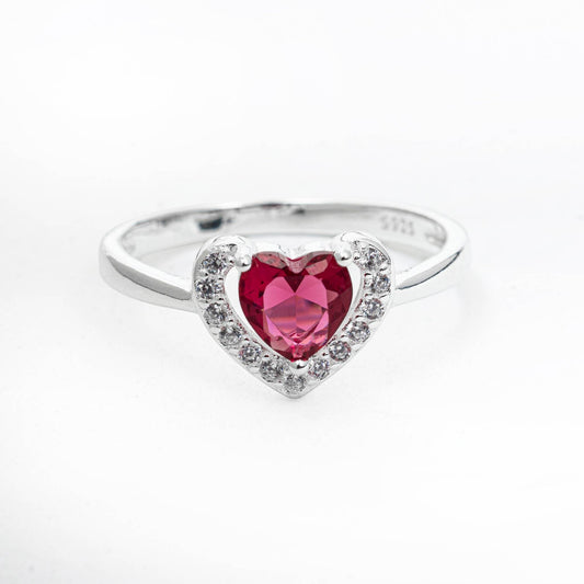 ZWS0241 – Sterling Silver 5-Piece Set with Heart-Cut Crystals (Multiple Colors)