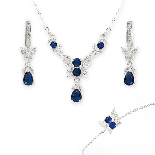 ZWS0243 – Sterling Silver 5-Piece Set with Butterfly Crystal Design