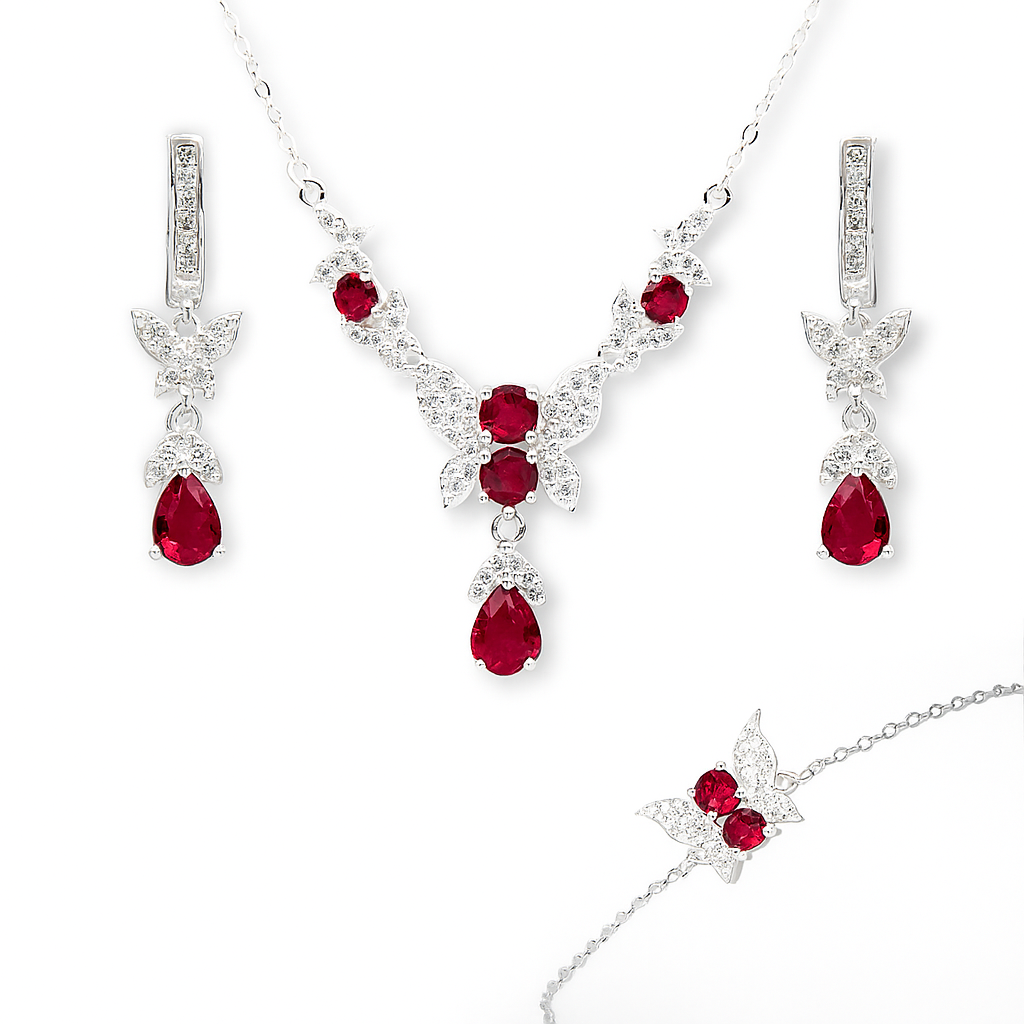 ZWS0243 – Sterling Silver 5-Piece Set with Butterfly Crystal Design