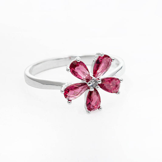 ZWS0245 – Sterling Silver 5-Piece Set with Blooming Floral Crystal Design