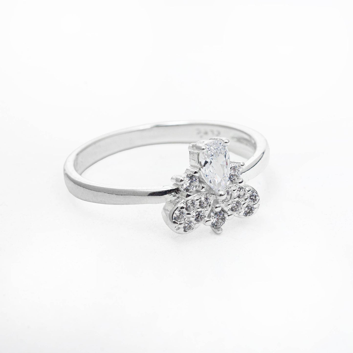 ZWS0246 - Sterling Silver 5-Piece Set with Elegant Bloom Crystal Design