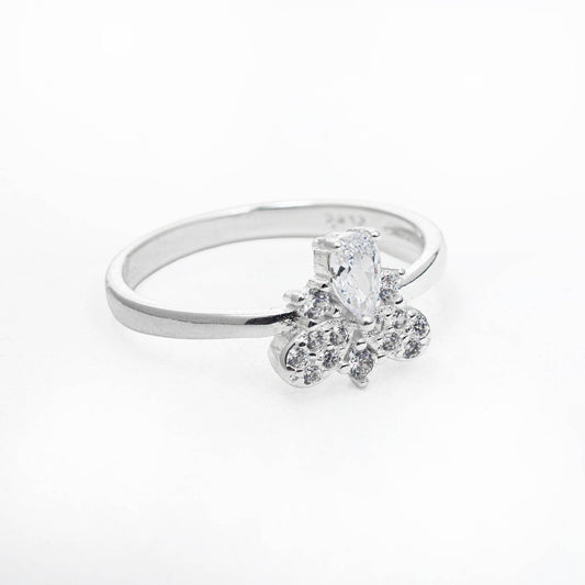 ZWS0246 - Sterling Silver 5-Piece Set with Elegant Bloom Crystal Design